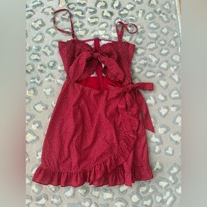 Elegant Red and White Polka Dot Mini Dress